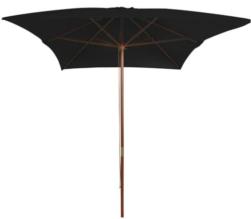 Hovothy Gartenschirm Balkon-Sonnenschirm Hochwertigen Marktschirm Parasol Strandschirm Terrassenschirm UV-beständigem Schirmdach Stilvollen und Praktischen Design Schwarz 200x300x250 cm