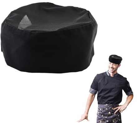 Chapeau de chef, casquette de cuisine réglable en maille avec tête de mort pour homme et femme, chapeau de boulanger professionnel respirant, casquette plate unisexe, chapeau de chef noir pour chefs,