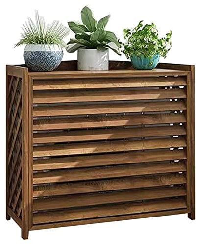 Wooden Flower Stand Cover for Air Conditioner Outdoor AC Fence Screen Protector for Louvered Window Wall Mount Protects from Water Debris Stylish Grilles for Added Charm