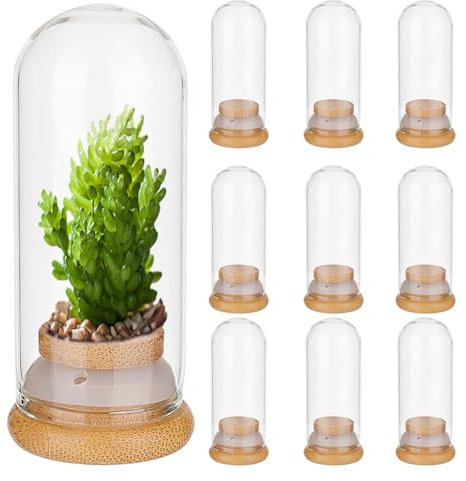PH PandaHall 10pcs Mini Glass Dome 30ml Display Dome Clear Glass Dome Cloche Bell Jar Display Case Jars Decorative Bottles Glass Bottles with Base for Party Favors Wedding Christmas Crafts Home Decor