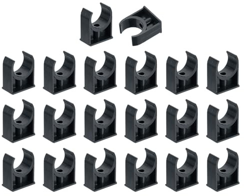sourcing map 20 abrazaderas de tubería de agua de PVC, hebillas de manguera de tubo en forma de U, soporte de tubo de riego para 32 mm de diámetro exterior para bandejas de TV, tubo de soporte, color