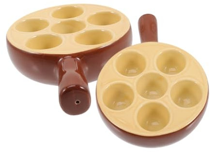 VINTORKY Lot De 2 Assiettes à Escargots En Céramique 4,5 Pouces Avec Fond Antidérapant Et Rainures, Poignées Confortables, Cuisson Uniforme, Pour Usage Domestique Et Restauration
