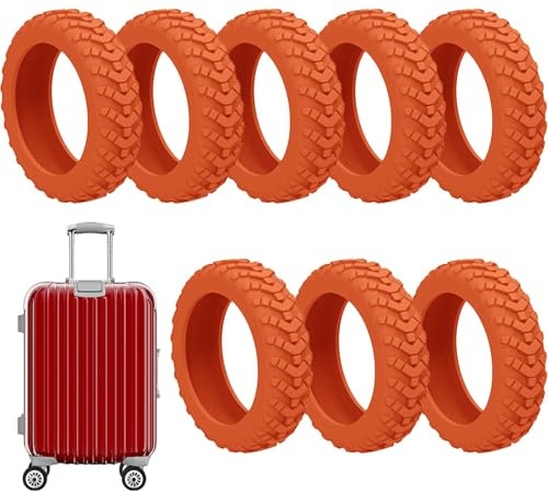 Husoiuy 8 stycken bagagehjulsskydd | bärbara bagagehjulsskydd | färgglatt bagagehjulskydd – bagagehjulstillbehör för de flesta 8 rullar bagage, Orange1, Siehe Beschreibung, Se beskrivning