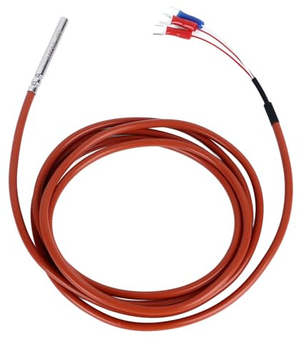 2-Meter-PT100-Temperatursensor Sonde Wasserdicht Edelstahl -50 bis 350°C Robust Knurled Design für Industrie & Labor, Temperatursensoren mit ABS Gehäuse (2000mm Länge)
