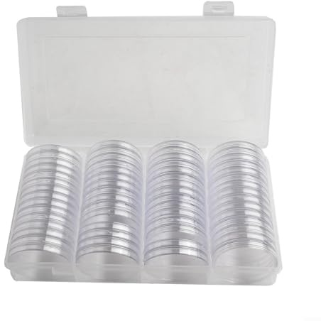 ZMdooreasy Boîte de rangement pour pièces de monnaie de collection avec 60 capsules pour pièces de monnaie de 41 mm, protection transparente