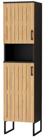 Vicco Badschrank Vayra, Bambus, 35 x 145 cm | zur Aufbewahrung von Badutensilien und Handtüchern
