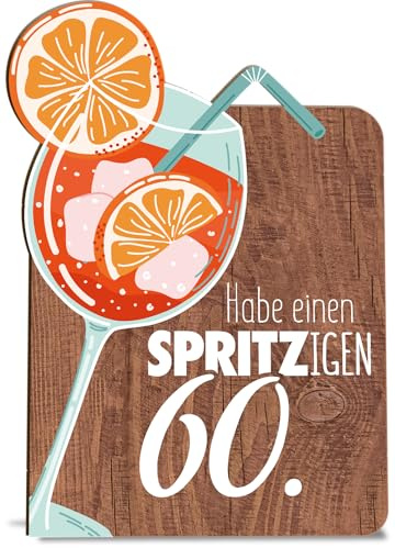 60 Geburtstag Frau Karte Aperol 60 Geburtstag Holzkarte - Geburtstagskarte mit Umschlag - originelle Aperol-Grußkarte zum 60. Ehrentag, besondere Überraschung für die Feier, besondere Karte