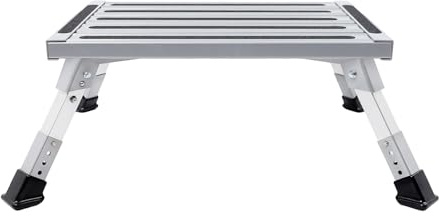 Repomanda 4-stufig Höhenverstellbarer Klappbarer Tritthocker aus Aluminium 18.5-22.5cm Tritthocker Klappbar Tragfähigkeit 150kg Leiter für Fahrzeugen, Lastwagen, Lieferwagen, Wohnmobilen