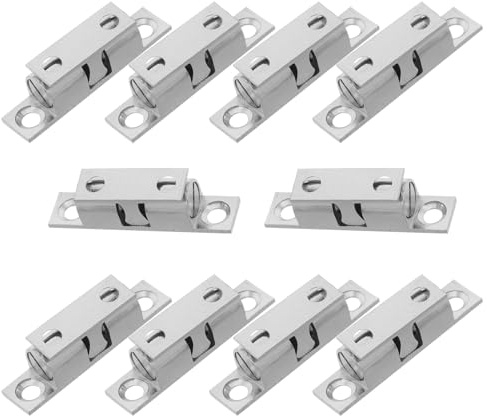 SHINEOFI Pestillo de Cierre de Seguridad para Puertas de Armarios de Cocina, Tensor de Cobre, Tamaño Pequeño 40mm, Color Plata, 10 Piezas, Cierre a Presión Silencioso para