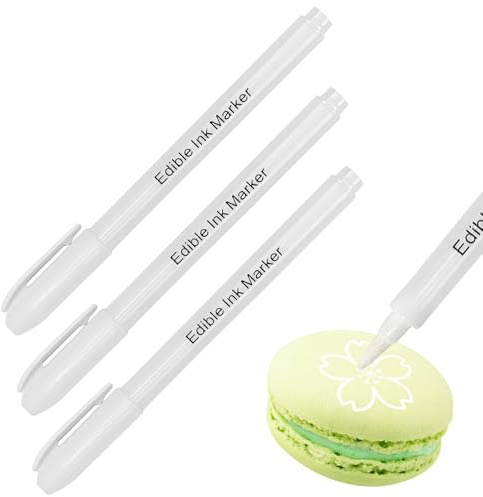 3 PCS White Food Colouring Pens, Edible Pigment Pen, White Icing Pens for Cake Decorating Food Coloring Markers for Decorating Cookies Desserts Cakes, Easter Eggs