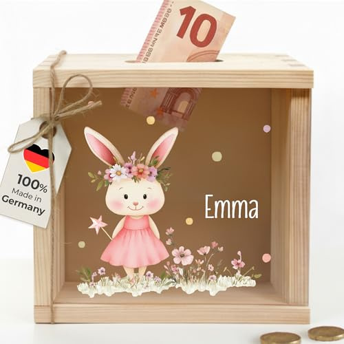 Little-Deco Spardose, Geldkassette, Sparbox, Geld sparen, 15x15cm | Sparschwein Kinder, personalisierte Geschenke Kinder, personalisierte Spardose, Holzspardose, Geschenk zur Geburt
