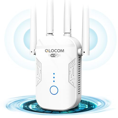 QLOCOM 2026 Nuevo Amplificador Señal WiFi 1200Mbps Repetidor WiFi Largo Alcance, Doble Banda 5GHz y 2.4GHz WiFi Booster con WPS, Extensor WiFi Compatible con Todos los Routers