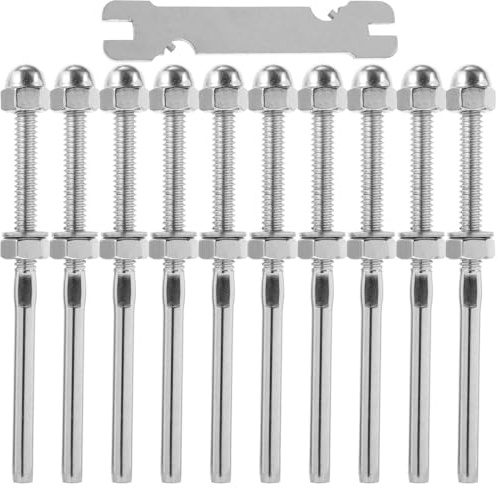 GETAJGHSD Tendeur à Sertir en Acier Inoxydable 1/8 Pouce, Lot de 10 Pièces, Accessoires pour Garde-corps à Câbles de Terrasse, Système de Fixation Solide pour Garde-corps Intérieur