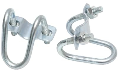 2 set di morsetti a vite in acciaio zincato a doppia U per tubi, connettori per fissaggio di recinzioni, ponteggi e serre per l'allevamento per Fissaggio Tubi(M8X75X32mm)