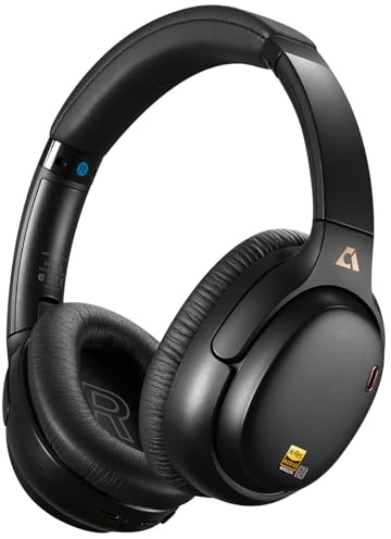 1Mii E700 Cuffie Wireless Bluetooth Over-Ear con Cancellazione Rumore, Nero | ANC Ibrida per Viaggi/Spostamenti, Audio Hi-Res LDAC per Musica, Comode per Ufficio/Studio, aptX Low Latency per TV/Aerei