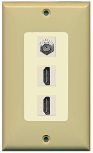 Riteav – 2 porte HDMI 1 cavo coassiale tv- F-Type piastra decorativa Ivory/Light Almond