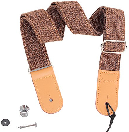 Rufun Ukulelegurt Retro Mädchen Baumwolle Leinen Leder Ukulele Gurt Gurtsicherungen Einstellbar Retro Mini-Gitarre