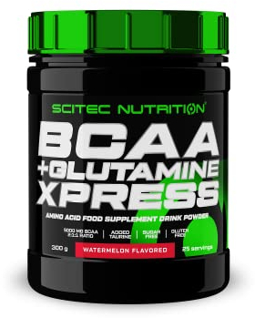 Scitec Nutrition BCAA + Glutamine Xpress - Essentielle Aminosäurenmischung - mit 5g 2:1:1 BCAAs - 5g Glutamin - angereichert mit Taurin, 300 g, Wassermelone