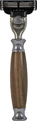 Hans Baier Exclusive Nassrasierer Rasierer Gillette Mach3, Griff amerikanisches Nussholz