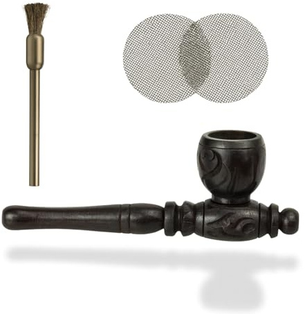 Weedness Holz-Pfeife in schwarz 10 cm 3-teiliges Set - Ebenholz Tabak Pfeifchen Smoking Pipe Holzpfeife Rauchen