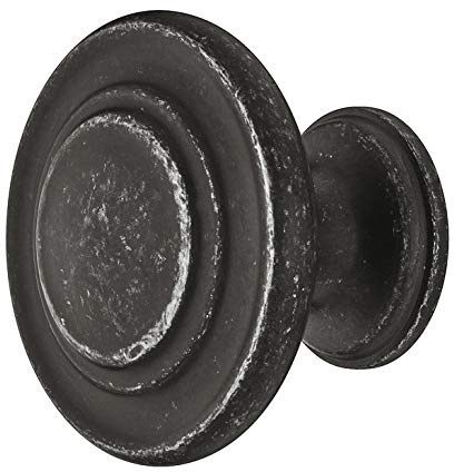 Gedotec Möbelknopf Antik Eisen-schwarz - Metall Möbelgriff Vintage - Schubladenknopf HELLAS - Schrankknopf für Schubladen & Kommoden - Rund-Knopf Ø 34 mm, 1 Stück Design Möbel-Knauf rund mit Schrauben