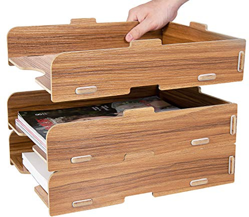 Tonsmile Briefablage A4 Stapelbar, 3 Stück Ablagefächer Stapelbar | Schreibtisch Organizer Ablagefächer, Büro Organizer Dokumentenablage Papierablage Ablage für den Schreibtisch