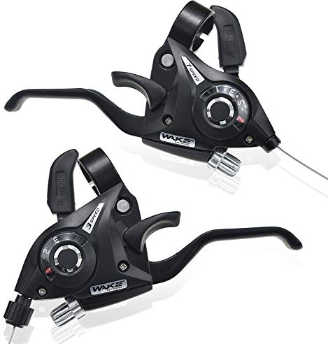 LITEONE Bicycle Brake Levers Shifter 3x7 21 Speed Shifter with Gear Indicator and V Brake Cable for Moutain Bike, Road Bike, MTB, BMX, Fixie Gear, Cycling