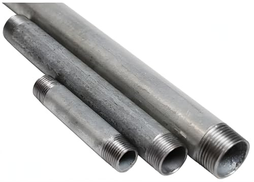 KNM Trade Stahl Rohrnippel Verzinkt Gewinde 1/2 x 1000mm | Stahl L235, herverzinkt, sicher für Trinkwasser, vielseitig, hohe Pressfestigkeit