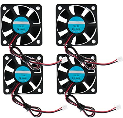 Rowiz 4pcs DC 12V 50mm (5cm) Case Fan High Speed Brushless Cooling Fan | Quiet CPU Cooler Heat Sink for Printer TV Box Router, 50×50×15mm