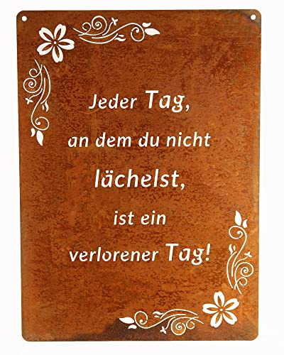 Schild Spruchtafel rostiges Gartenschild Edelrost Rost zum hängen Gartendeko 29x21cm, Es ist keine Villa (Jeder Tag)