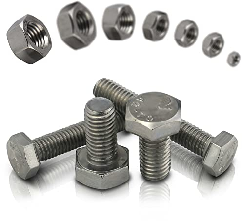 PROTECH 5 Stück Sechskantschrauben M12x30 mit Muttern M12 DIN 934 Sechskant Schrauben DIN 933 Set Edelstahl Gewindeschrauben A2 Sechskantmutter