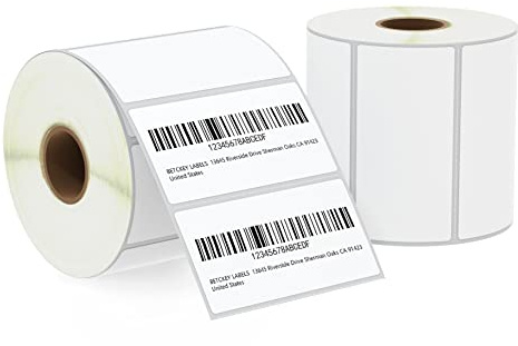 BETCKEY - 76mm x 38mm(3 in x 1,5 in) Perforées Étiquettes Thermiques pour Code-Barres, Expédition et Adresse Compatible avec les imprimantes Zebra et autres [2 Rouleaux/1900 Étiquettes]