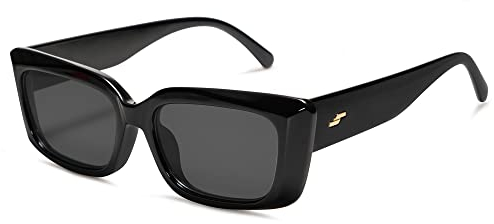 SOJOS Sonnenbrille Damen Cateye Vintage Rechteckig Klassische Retro 90er Mode UV400 Schutz Succinct Brille SJ2238 mit Schwarz Rahmen