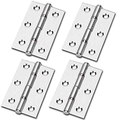 Heuskay 4Pcs 2 Inch (50mm) Stainless Steel Ball Bearing Fire Door Hinges, Silver, Contemporary Finish