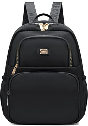 Estwell Ryggsäck damer, liten ryggsäck, elegant, vattentät, mode, stadsryggsäck, axelväska, skolaxelväska, ledig dagsryggsäck, reseryggsäck, svart, M