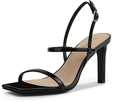 Modatope Sandals for Women Open Toe Strappy Sandal Heels for Women Black Sandals Square Toe Womens High Heels Sandals Size 7