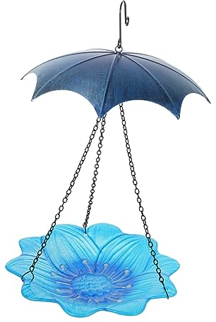 ABOOFAN Decorative Hanging Bird Feeder and Bird Bath Glass Outdoor Garden Supply Easy to Clean and Fill for Attracting Patios and Backyards