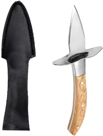 BESTonZON Cuchillo Para Ostras De Acero Inoxidable Mango De Madera Herramienta Para Abrir Ostras Para Picnics