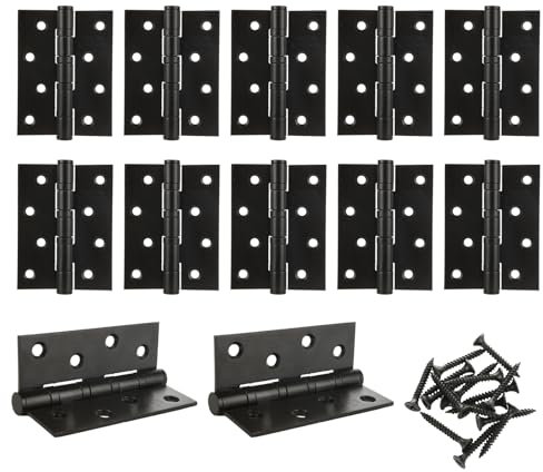 WOPPLXY 10 PCS Black Door Hinge, 4 Inch Stainless Steel Door Hinges Internal with Screws, Ball Bearing Hinges Heavy Duty Hinges for Internal Doors