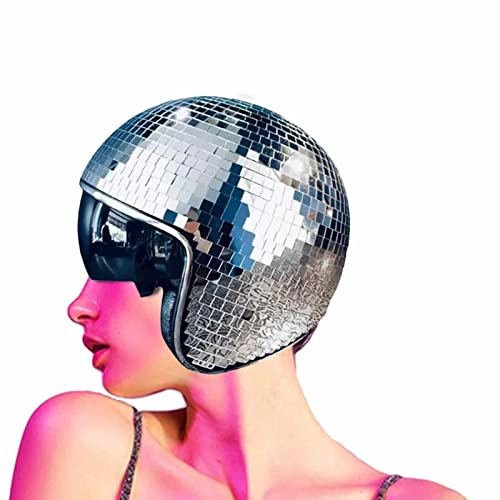 Casco da Discoteca - Cappello da Cowboy in Vetro Glitterato | Specchio Sferra per Discoteca