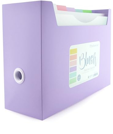 Desk Free Organizador de Documentos para Escritorio Blush - Ref. 39105- con 10 Carpetas Colgantes dobles + 40 Adhesivos, Tirador y Asa trasera en 4 diseños by Office Box. (Morado Blush)