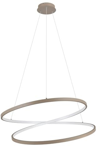 EGLO LED Hängelampe Ruotale, Pendelleuchte über Esstisch | Esszimmerlampe geschwungen, Hängeleuchte Ringe aus Metall in Sand, warmweiß, Ø 70 cm