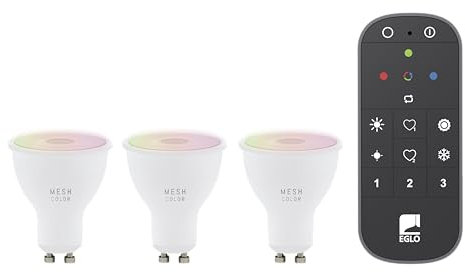 EGLO connect.z 3er Set Smart Home LED Leuchtmittel GU10, ZigBee, App und Sprachsteuerung Alexa, mit Fernbedienung, dimmbar, warmweiß-kaltweiß, RGB, 4,5 Watt, Glühbirne opal weiß