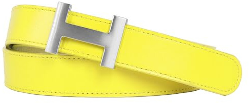 Zakatte • Damen Gürtel aus Kunstleder mit H-Schnalle Hüftgürtel Taillengürtel Damengürtel BS058 (Gelb-Silber, 85 cm)