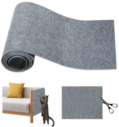 Bieiyhe Tappetino Tiragraffi Autoadesivo,Tappeto Tiragraffi per Gatti,DIY Climbing Cat Scratcher,Antigraffio Gatto Divano Stoffa,Tiragraffi Divano per Gatti,Proteggi Divano Gatti Graff -grigio Chiaro