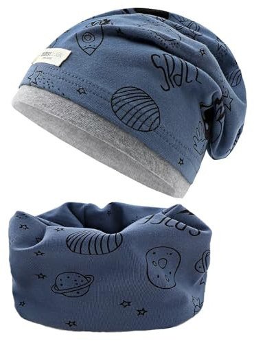 ENSTAB 2 Stück Mütze Kinder set Baumwolle Herbst Winter Schal Baby Mütze Schal Wärmer Baby Mädchen und Junge