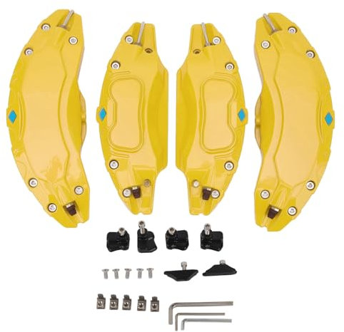 LOCADENCE 4 Pezzi Copri Pinza Freno, 19 20 Copri Pinza Ruota Copri Pinza Ruota Anteriore in Lega di Alluminio Copri Pinza Freno a Disco Copri Pinza Freno per 255 45, R19 (Giallo)