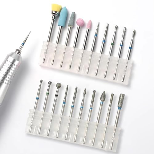 Alriedy 20-teiliges Nagelfräser Bits Set,3/32''(2,35 mm) Fräser Nagel Bit für Gelnägel, Nagelbohrer Set,Nagelfräser Entferner Bits für Maniküre Pediküre, geeignet für Acryl, Nagelhaut und Gel-Lack.