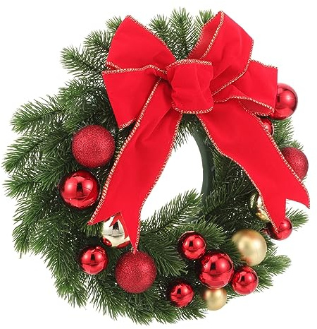 HOLIDYOYO Weihnachtskranz Mit Schleife Für Haustür Weihnachtsgirlande Dekorativer Kranz Weihnachtsdekoration Hängender Kranz Heimdekoration Künstlicher Weihnachtskranz