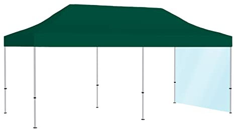 Vispronet® Profi Faltpavillon Basic 3x6 m (Zeltwand 300 cm), Dach Grün ✓ mit 1 Vollwand Transparent ✓ versch. Größen & Farben ✓ Scherengittersystem ✓ inkl. Dach, Volant